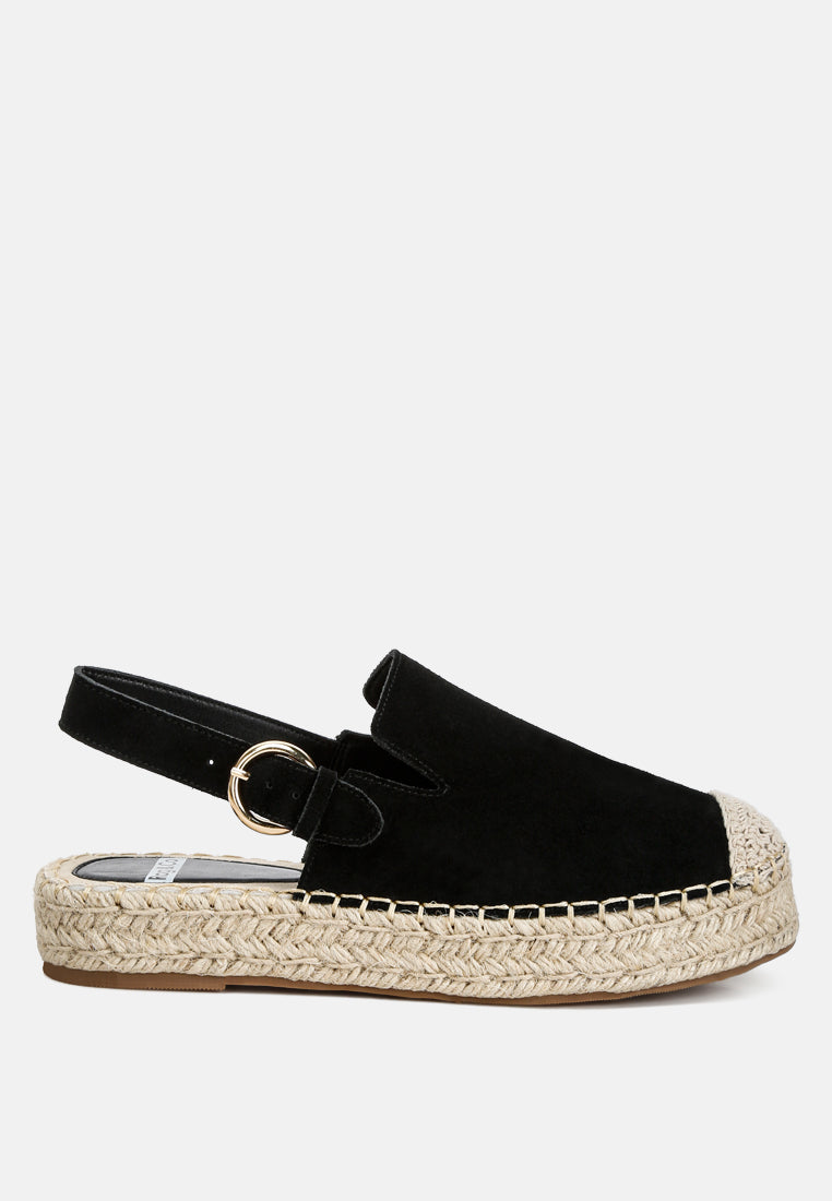 London Rag International genuine suede espadrilles in black with a chic slingback design