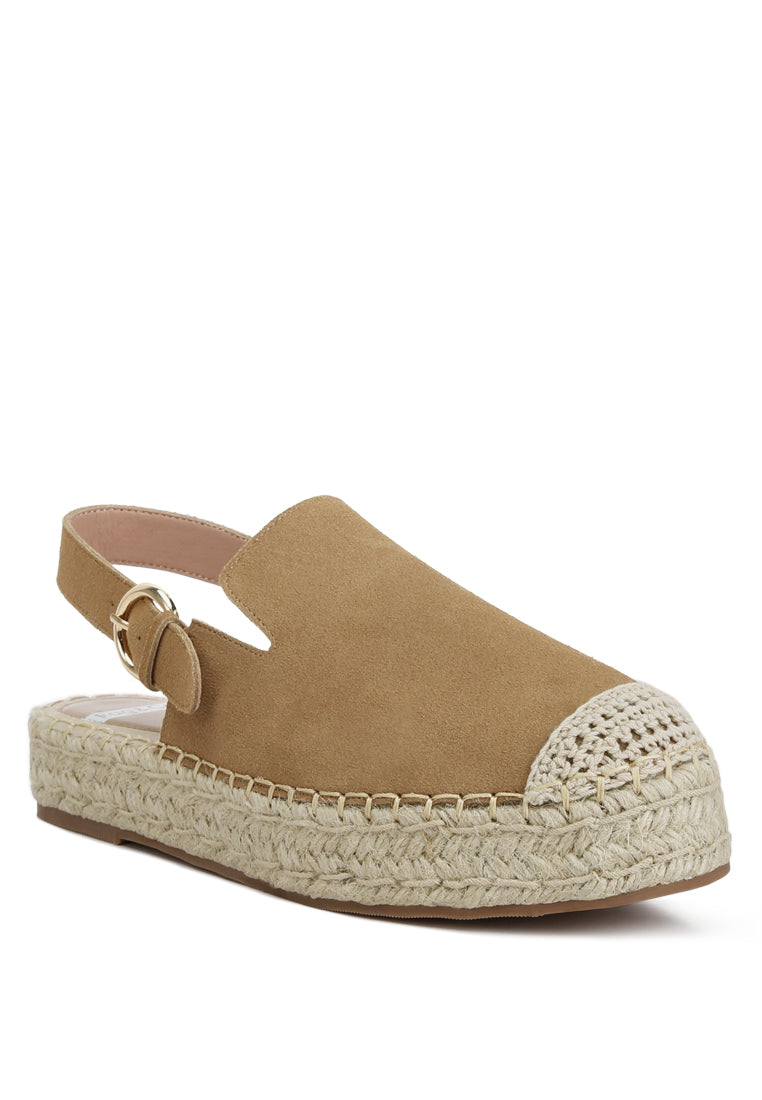 London Rag International genuine suede espadrilles with slingback design and woven detail