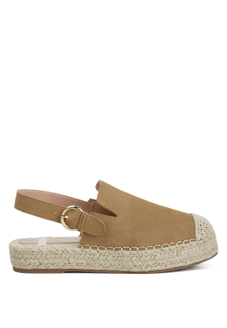 London Rag International genuine suede espadrilles in tan with a braided jute sole, perfect for casual wear