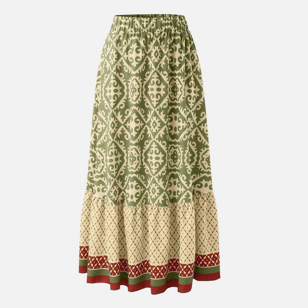 Geometric Elastic Waist Maxi Skirt - VacationGrabs