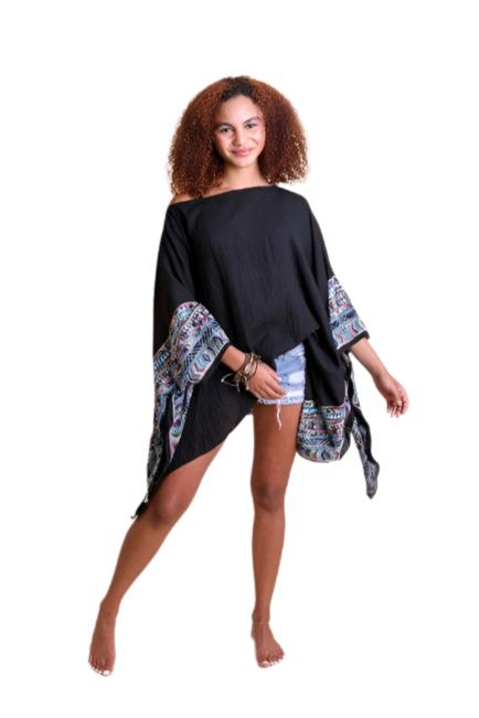 Women's Accessories Geometric Embroidered Sleeve Kimono