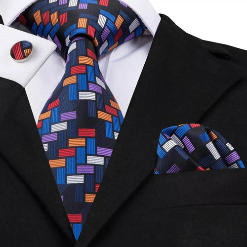 Geometric Pattern Neckties For Men Silk Tie Sets Square - VacationGrabs