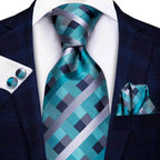 Geometric Pattern Neckties For Men Silk Tie Sets Square - VacationGrabs