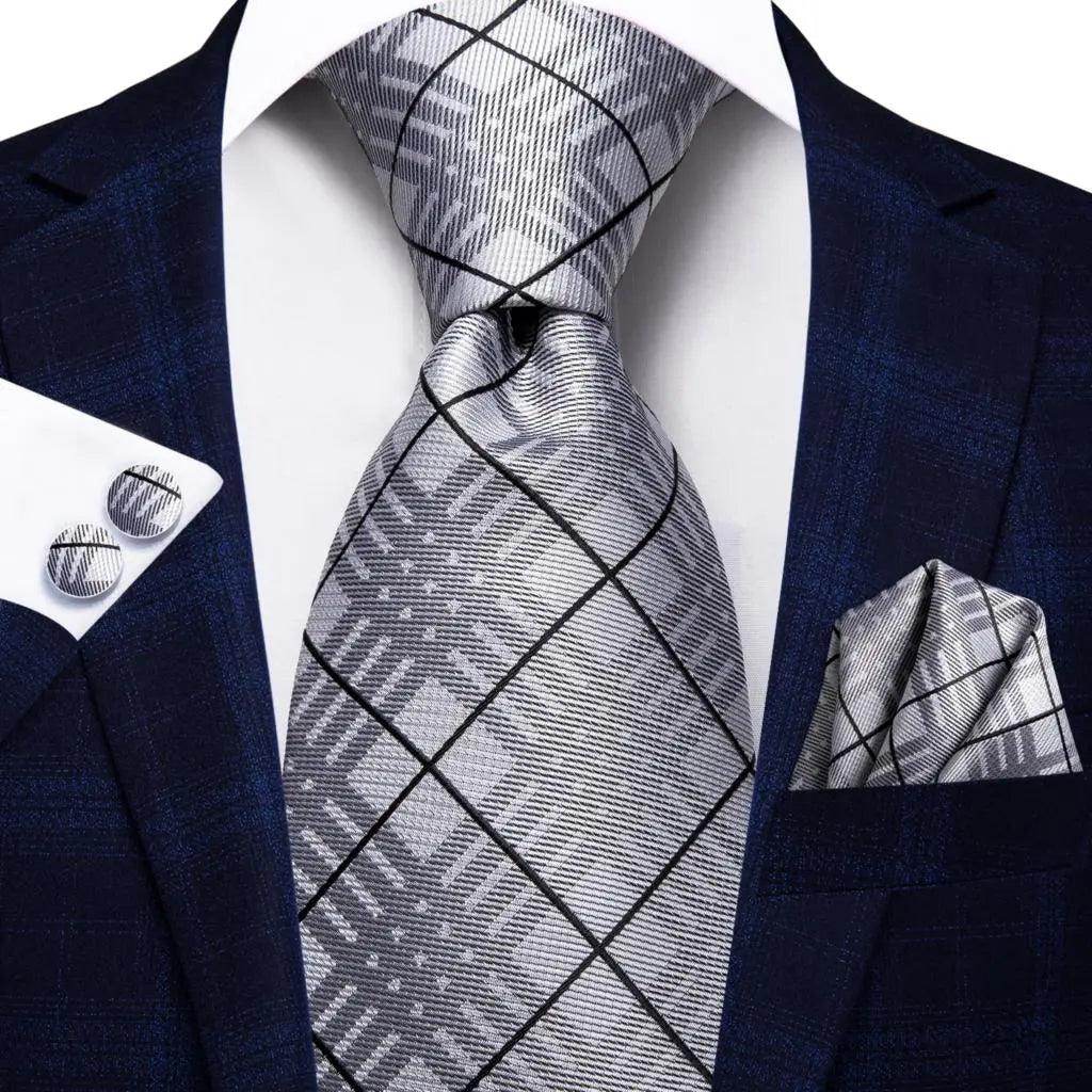 Geometric Pattern Neckties For Men Silk Tie Sets Square - VacationGrabs