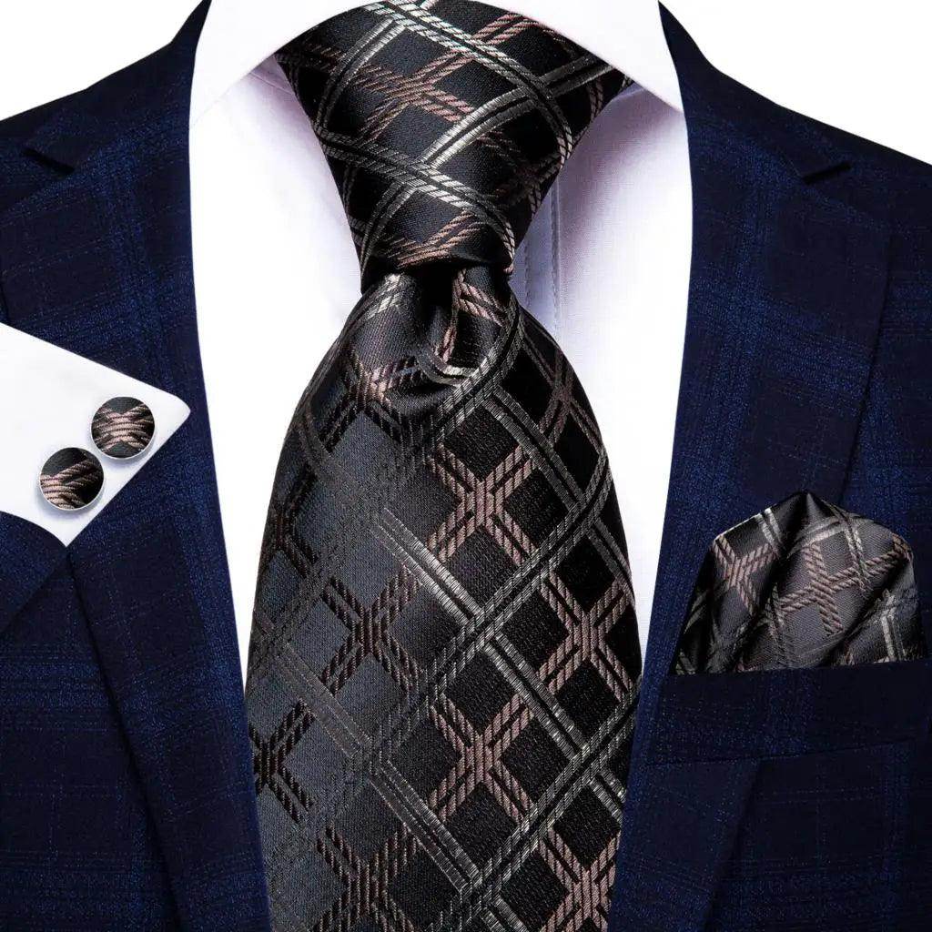 Geometric Pattern Neckties For Men Silk Tie Sets Square - VacationGrabs