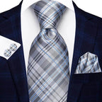 Geometric Pattern Neckties For Men Silk Tie Sets Square - VacationGrabs