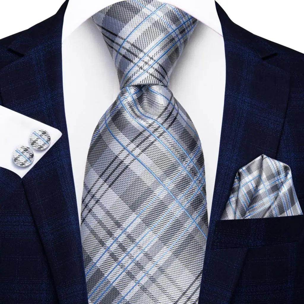 Geometric Pattern Neckties For Men Silk Tie Sets Square - VacationGrabs