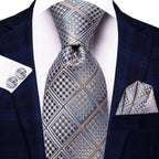 Geometric Pattern Neckties For Men Silk Tie Sets Square - VacationGrabs