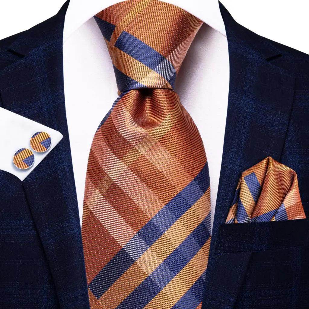 Geometric Pattern Neckties For Men Silk Tie Sets Square - VacationGrabs