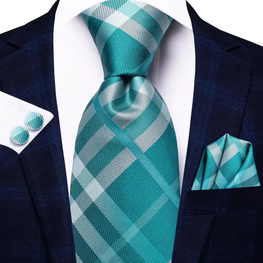 Men's Accessories - Ties Geometric Pattern Neckties For Men Silk Tie Sets Square Cufflinks