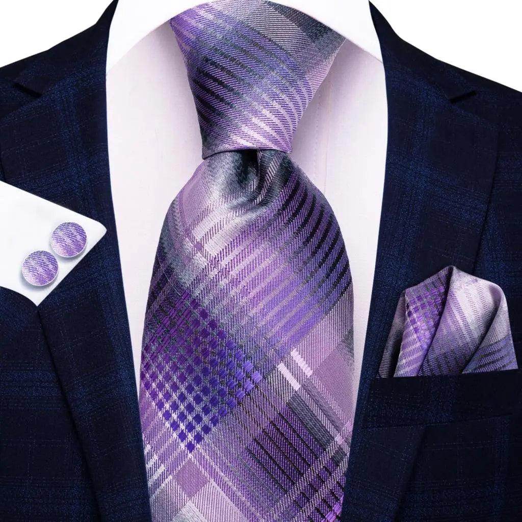 Geometric Pattern Neckties For Men Silk Tie Sets Square - VacationGrabs
