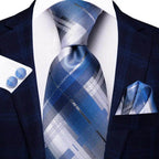 Geometric Pattern Neckties For Men Silk Tie Sets Square - VacationGrabs