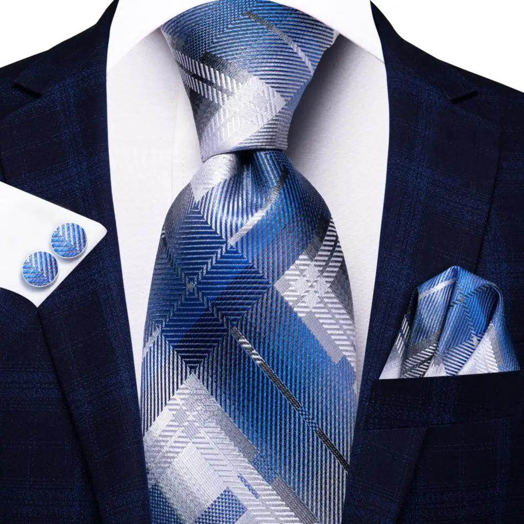Geometric Pattern Neckties For Men Silk Tie Sets Square - VacationGrabs