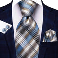 Geometric Pattern Neckties For Men Silk Tie Sets Square - VacationGrabs