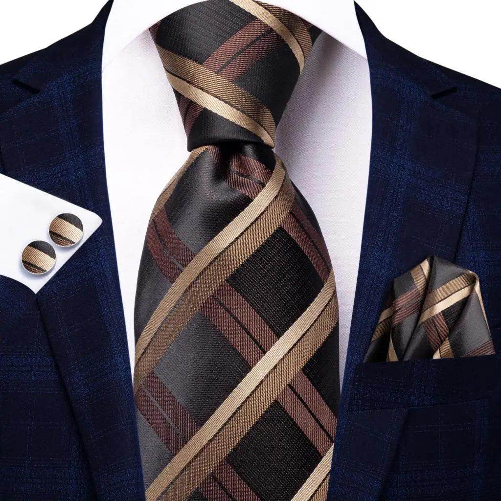 Geometric Pattern Neckties For Men Silk Tie Sets Square - VacationGrabs