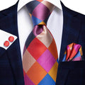 Geometric Pattern Neckties For Men Silk Tie Sets Square - VacationGrabs