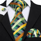 Geometric Pattern Neckties For Men Silk Tie Sets Square - VacationGrabs