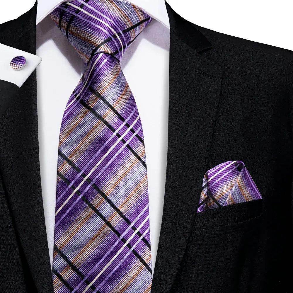 Geometric Pattern Neckties For Men Silk Tie Sets Square - VacationGrabs