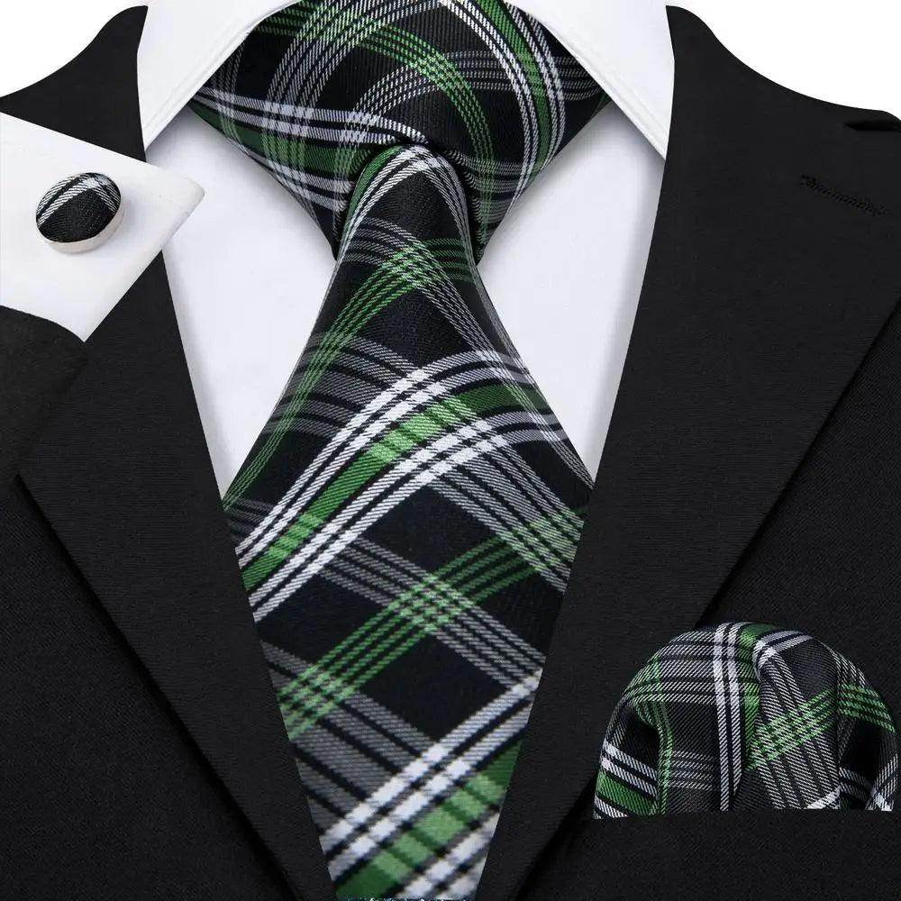 Geometric Pattern Neckties For Men Silk Tie Sets Square - VacationGrabs