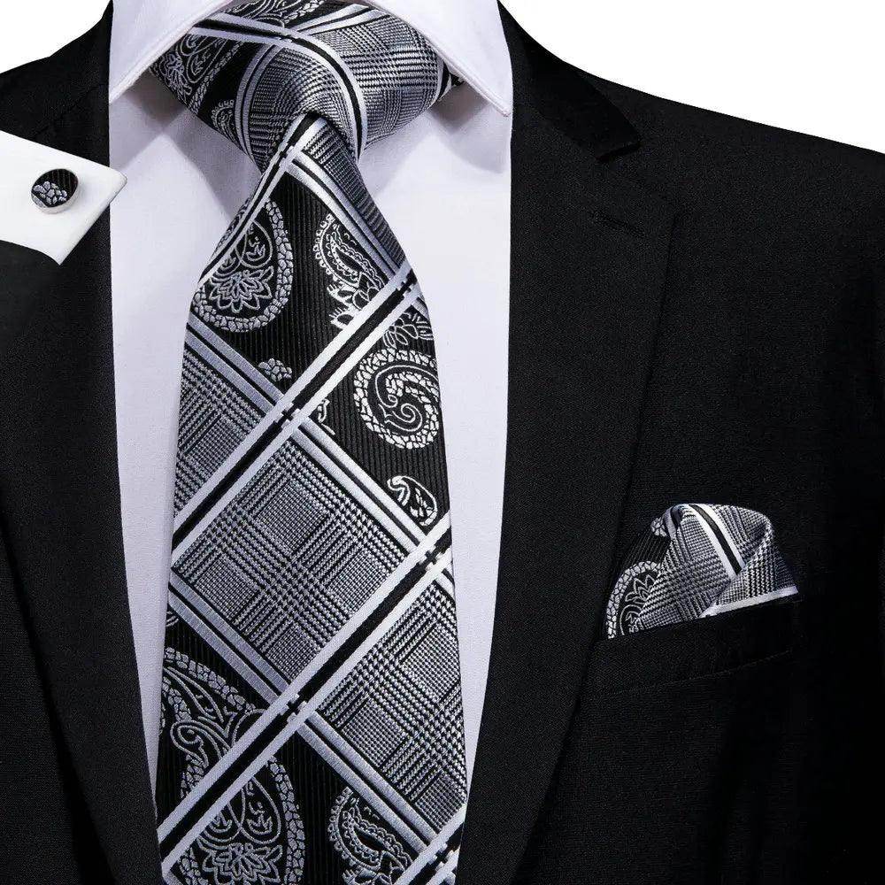 Geometric Pattern Neckties For Men Silk Tie Sets Square - VacationGrabs