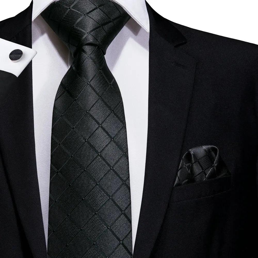 Men's Accessories - Ties Geometric Pattern Neckties For Men Silk Tie Sets Square Cufflinks