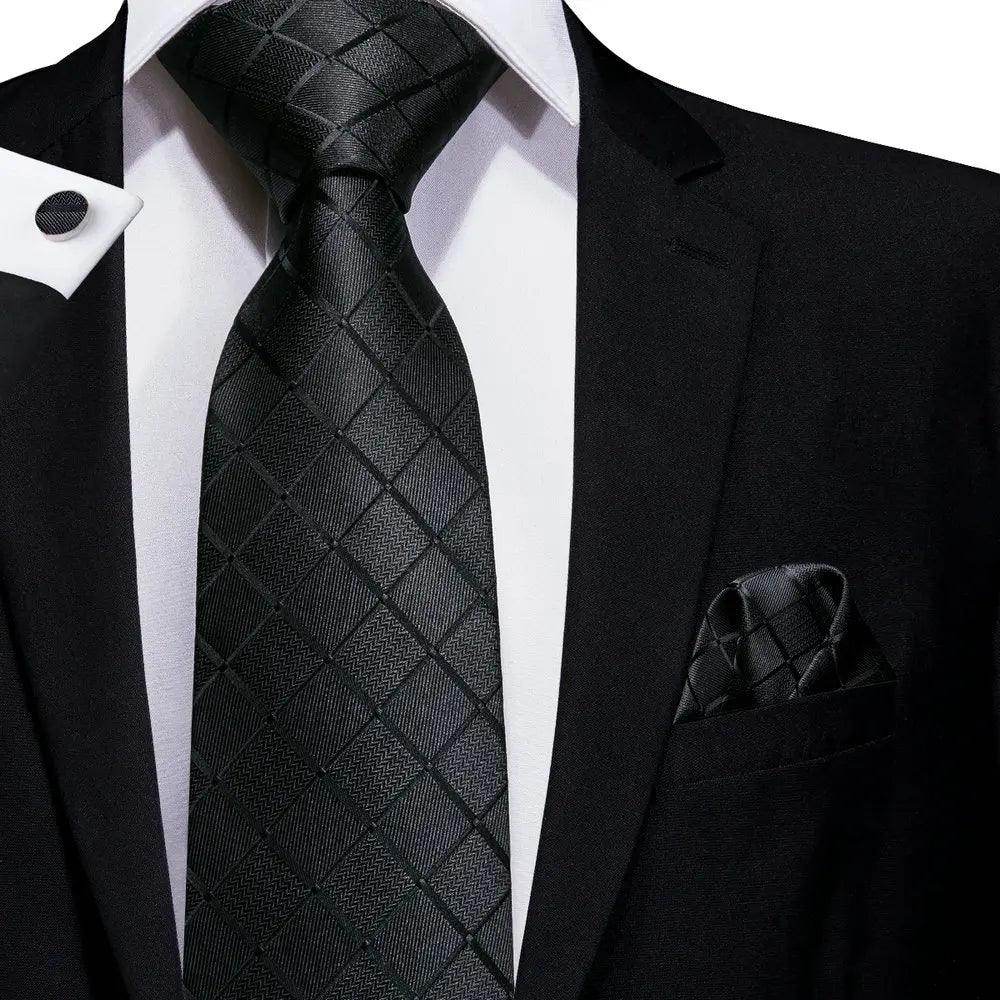Geometric Pattern Neckties For Men Silk Tie Sets Square - VacationGrabs