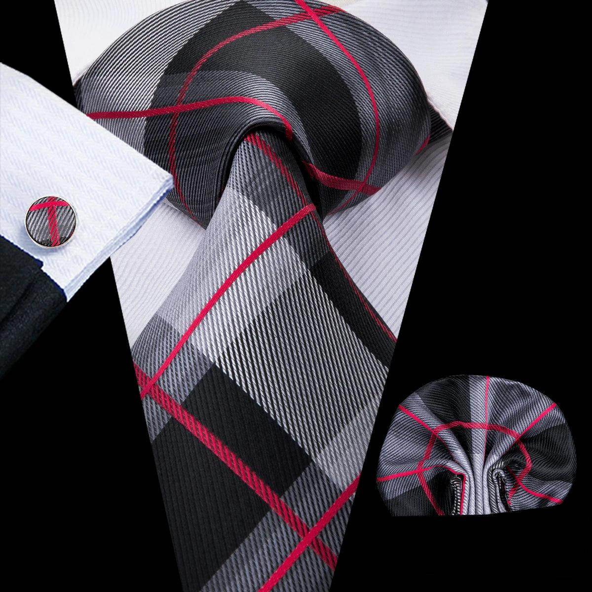 Geometric Pattern Neckties For Men Silk Tie Sets Square - VacationGrabs