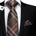 Geometric Pattern Neckties For Men Silk Tie Sets Square - VacationGrabs