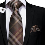 Geometric Pattern Neckties For Men Silk Tie Sets Square - VacationGrabs
