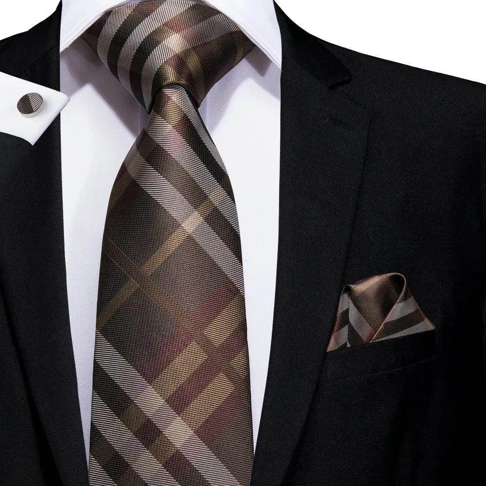 Geometric Pattern Neckties For Men Silk Tie Sets Square - VacationGrabs