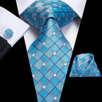 Geometric Pattern Neckties For Men Silk Tie Sets Square - VacationGrabs