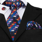 Geometric Pattern Neckties For Men Silk Tie Sets Square - VacationGrabs