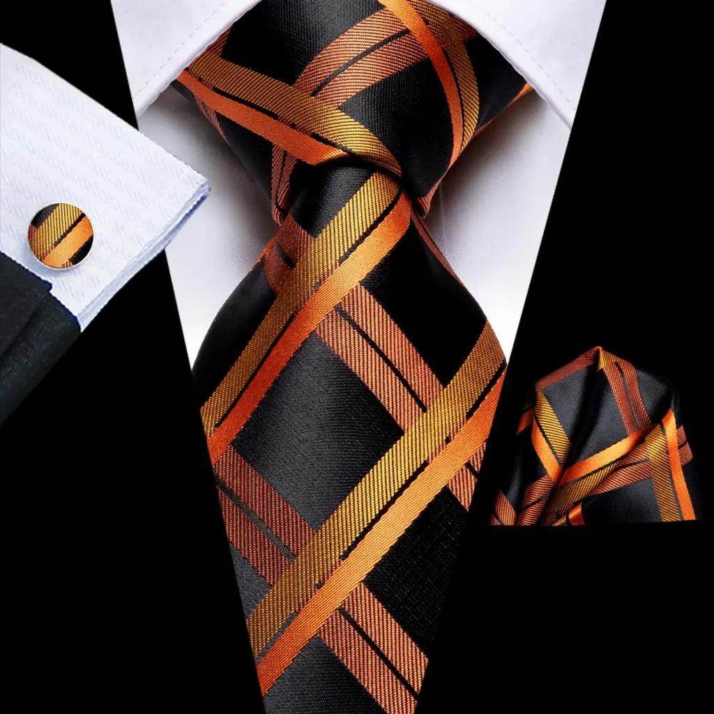 Geometric Pattern Neckties For Men Silk Tie Sets Square - VacationGrabs
