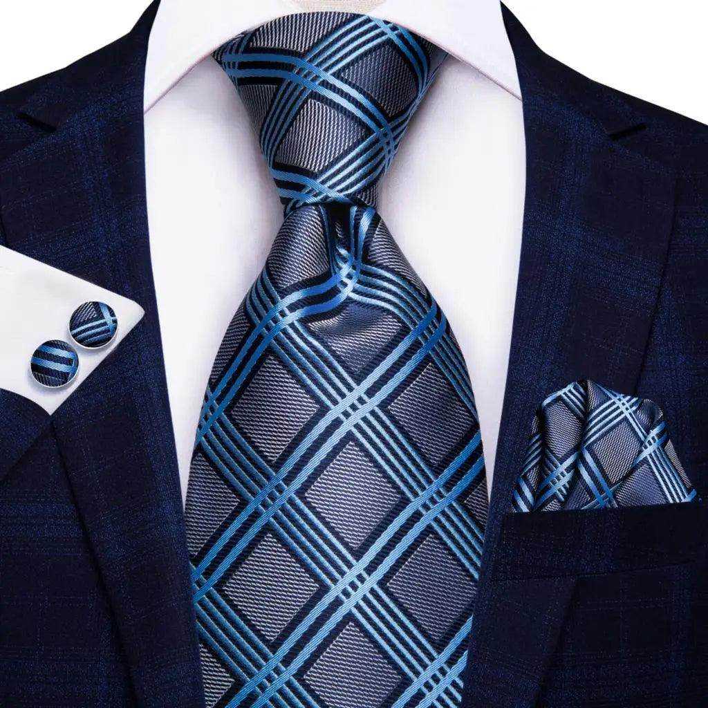 Geometric Pattern Neckties For Men Silk Tie Sets Square - VacationGrabs
