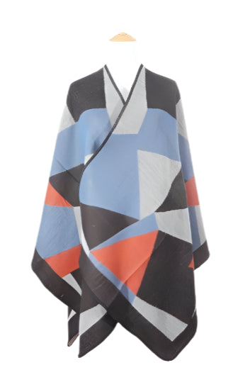 Geometric Pattern Poncho - VacationGrabs