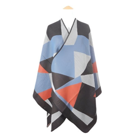 Geometric Pattern Poncho - VacationGrabs