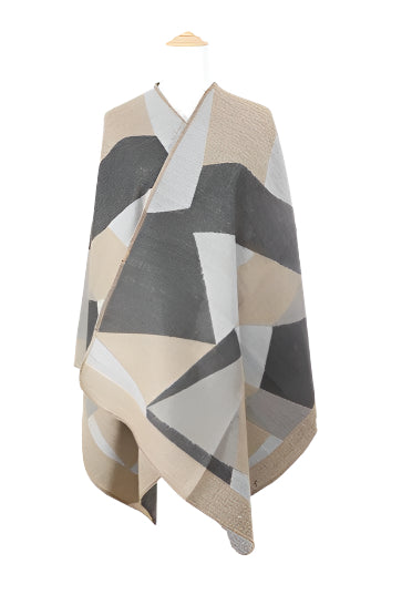 Geometric Pattern Poncho - VacationGrabs