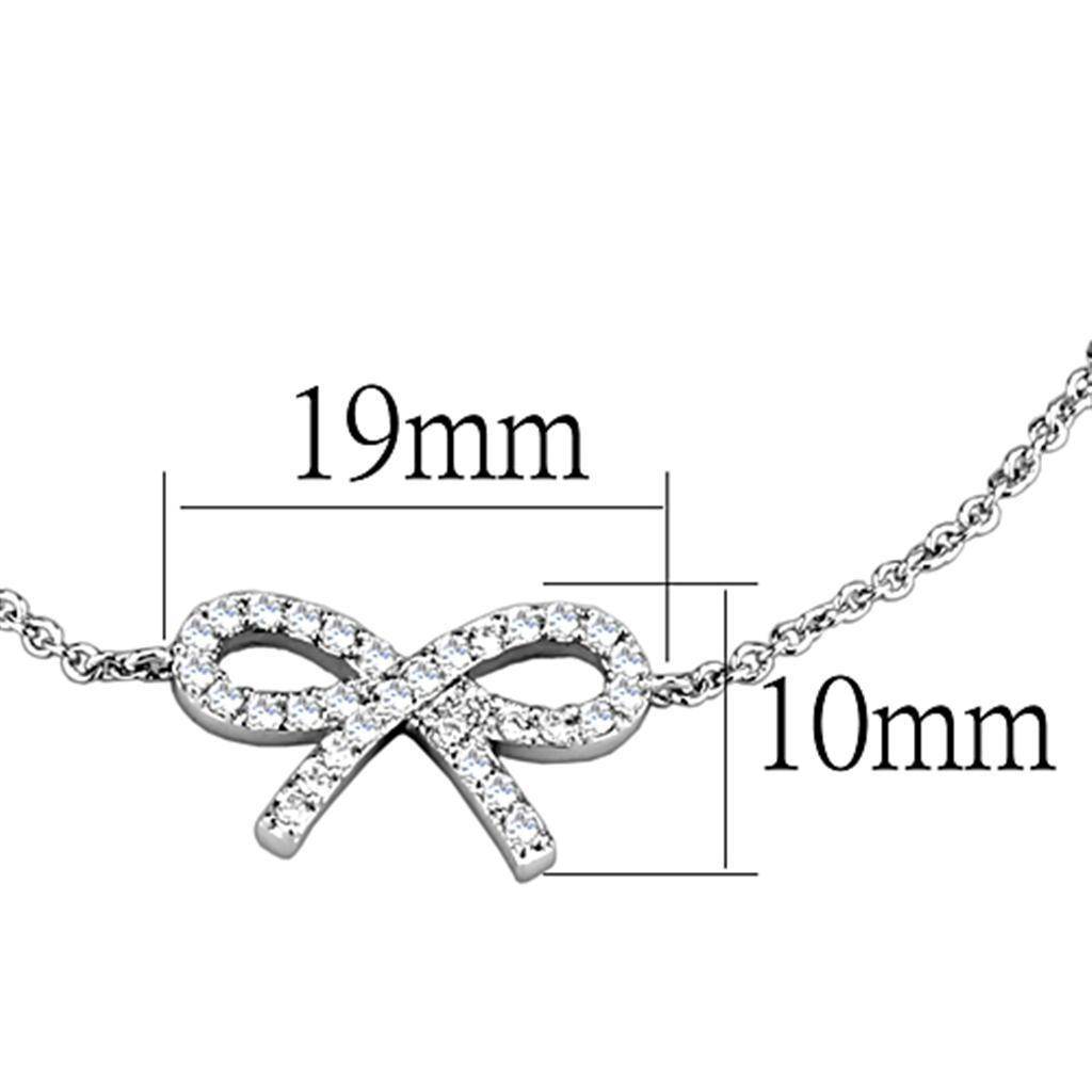 Rhodium bracelet with a sparkling bow design, ideal as a gift for her rhodium bracelet