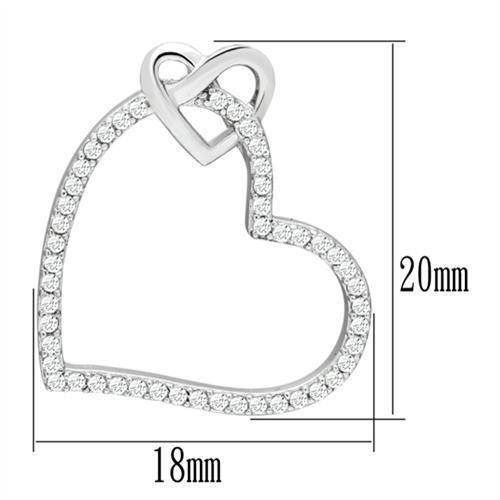 Heart-shaped sterling silver pendant with sparkling stones, ideal as a gift for her sterling silver necklace