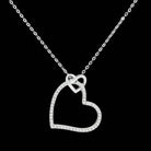 Gift for her sterling silver necklace featuring a heart pendant adorned with sparkling stones
