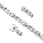 Elegant silver bracelet and earring set featuring shimmering stones, perfect as gift jewelry
