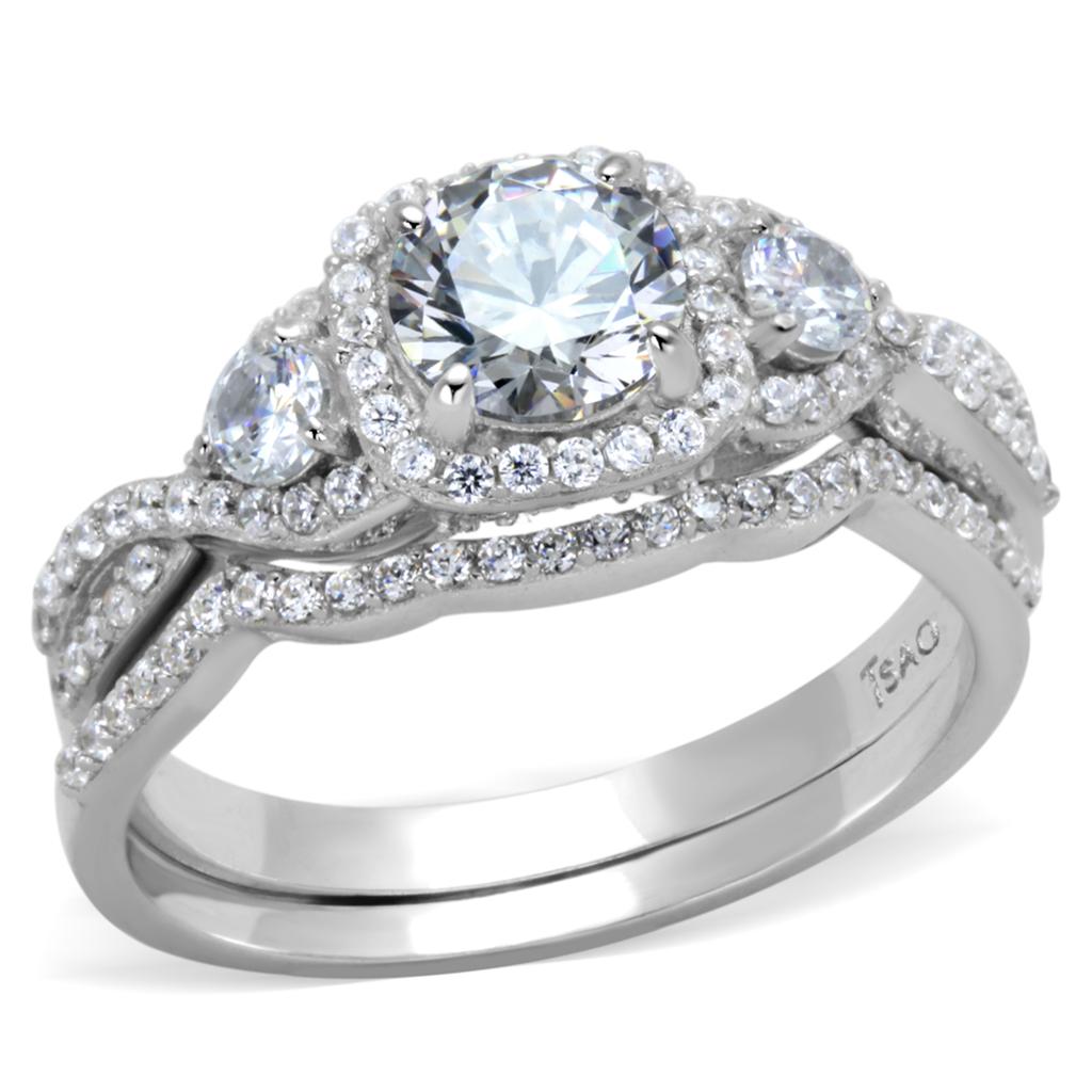 Stunning women's gift jewelry ring with a round center stone and sparkling side accents
