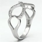 Silver Heart-Shaped Ring with Clear Stones, a perfect choice for gift jewelry