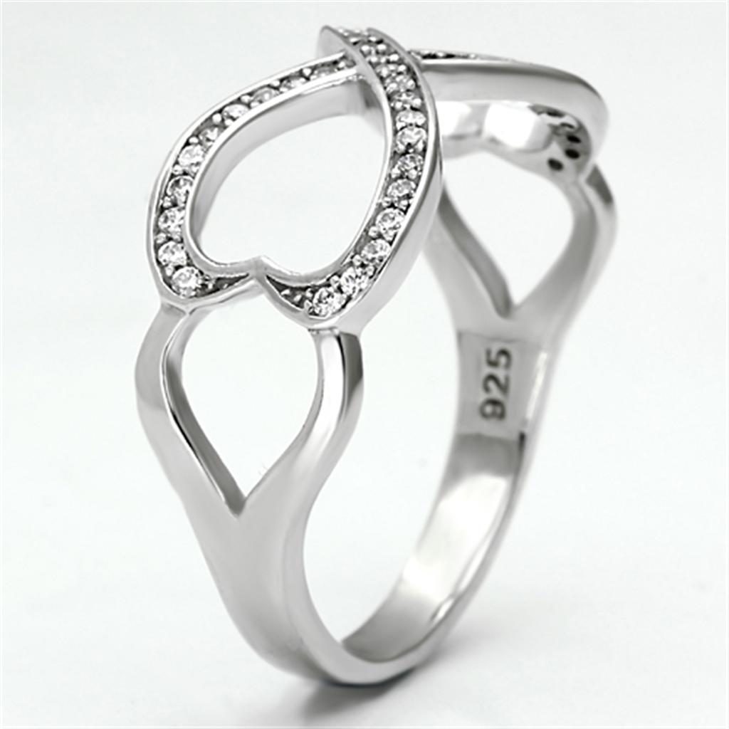 Silver Heart-Shaped Ring with Clear Stones, a perfect choice for gift jewelry