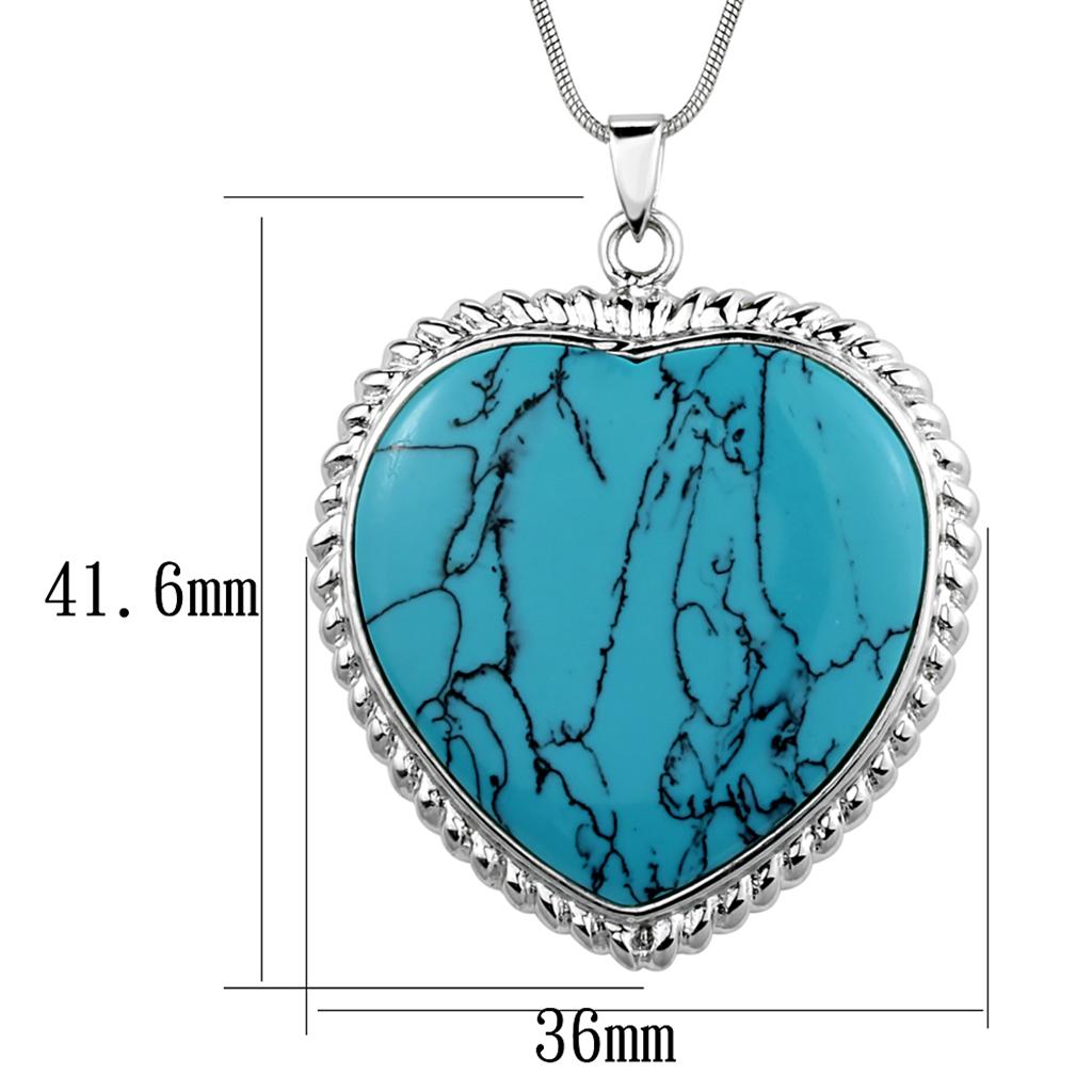 Heart-Shaped Turquoise Pendant Necklace in Silver Setting for gift jewelry lovers