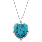 VacationGrabs Heart-Shaped Turquoise Pendant Necklace for gift jewelry lovers
