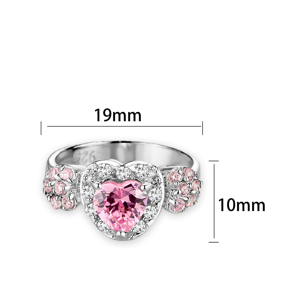 Heart-shaped pink gemstone ring with silver accents perfect as gift jewelry for special occasions