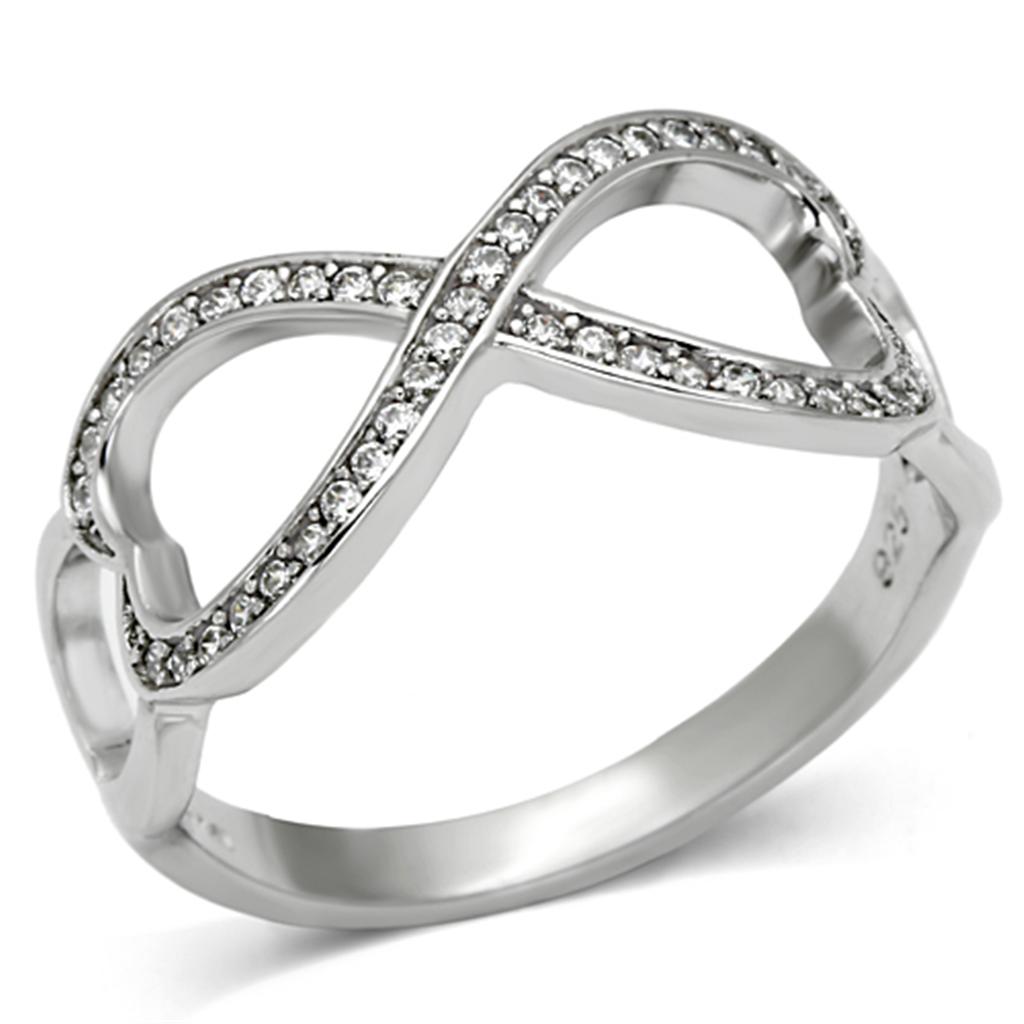 Women's Infinity Ring in Silver with Sparkling Stones, perfect as gift jewelry