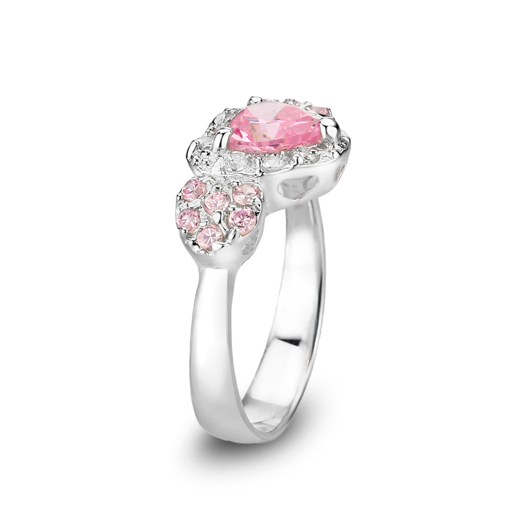 Elegant silver ring featuring pink gemstones, perfect for gift jewelry occasions