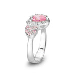 Elegant silver ring featuring pink gemstones, perfect for gift jewelry occasions